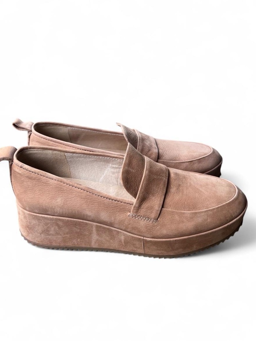 Eileen Fisher Leather Loafers Women’s Tan Camel Slip On Platform Comfort Shoes 7